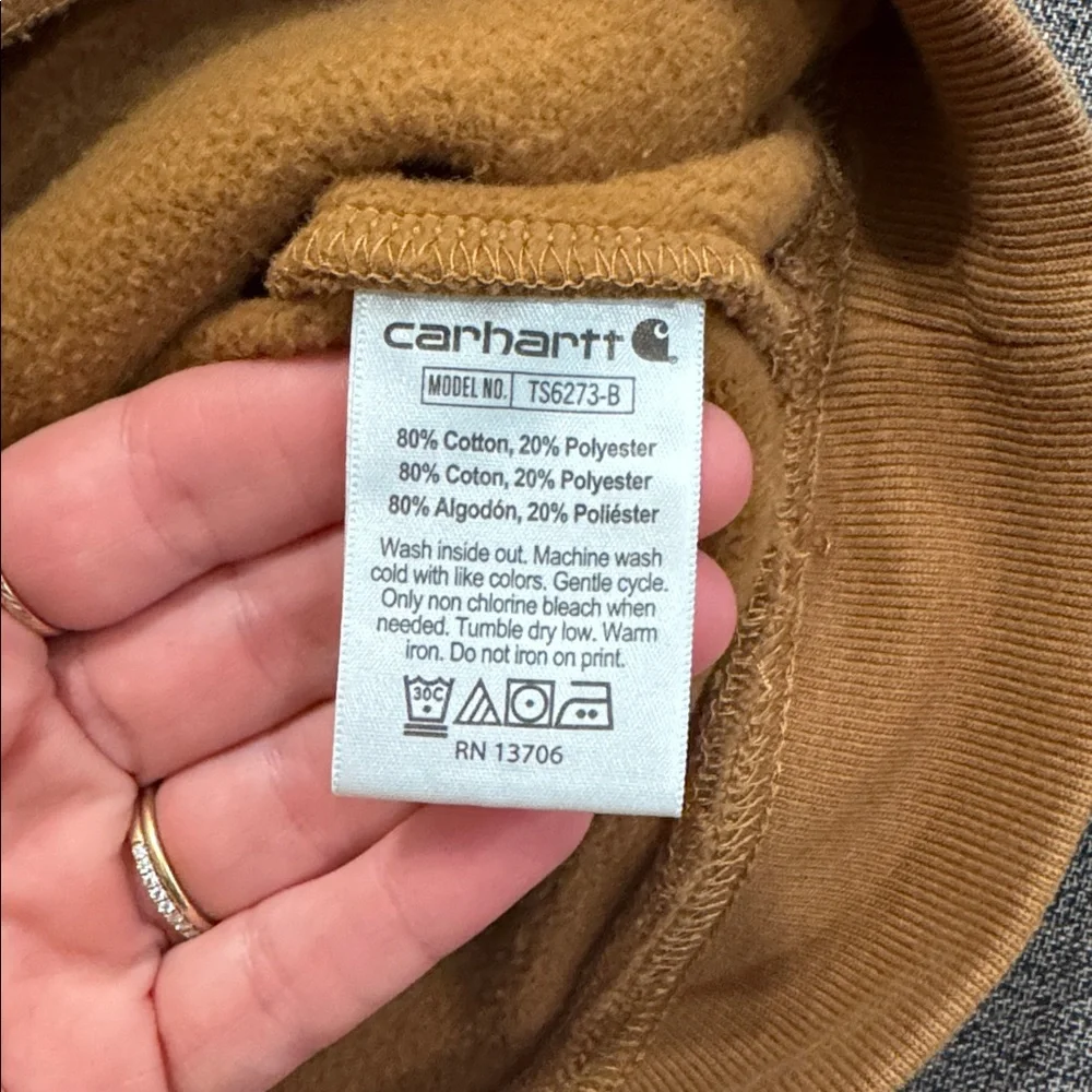 Carhartt Toddler Brown Half-Zip Hoodie – Size 3T | Logo Sleeve | Great Condition - Picture 4 of 5